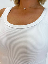 Ready To Board Ribbed Tank-White