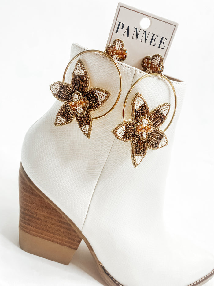 Pannee Flower Gold Hoop Earring