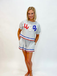 Star-Spangled Sequin Stripe Set Shorts