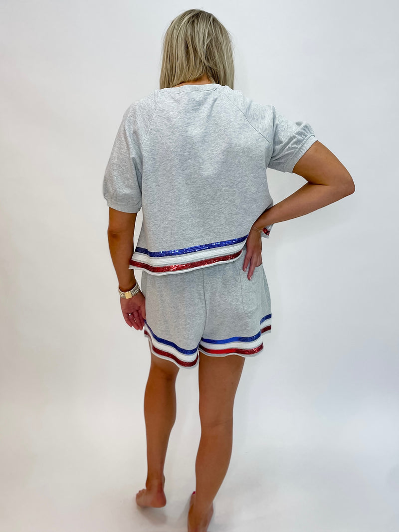 Star-Spangled Sequin Stripe Set Shorts