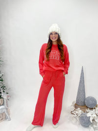 Merry Ribbed Red Set Pants