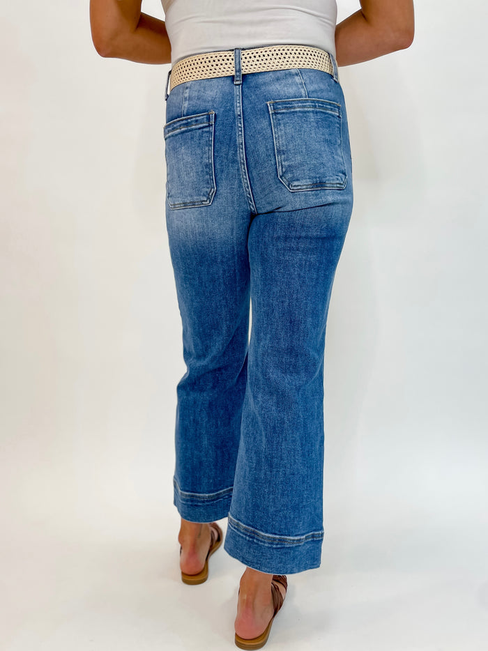 Risen Medium Wash Jeans Trouser Hemline