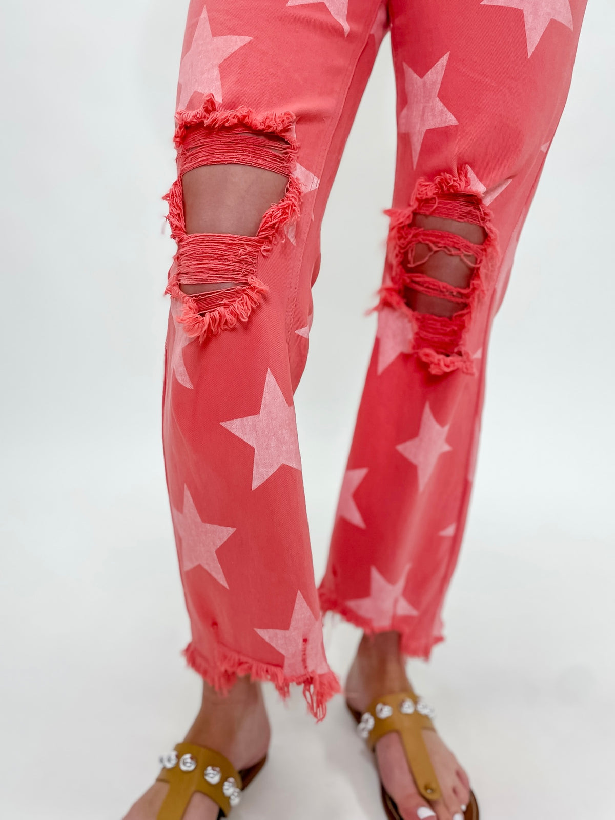 Risen Starlit Red Denim Crop Jeans