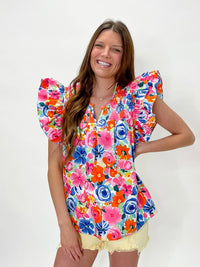 Blossom Breeze Smocked V-Neck Top